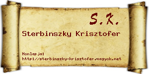 Sterbinszky Krisztofer névjegykártya